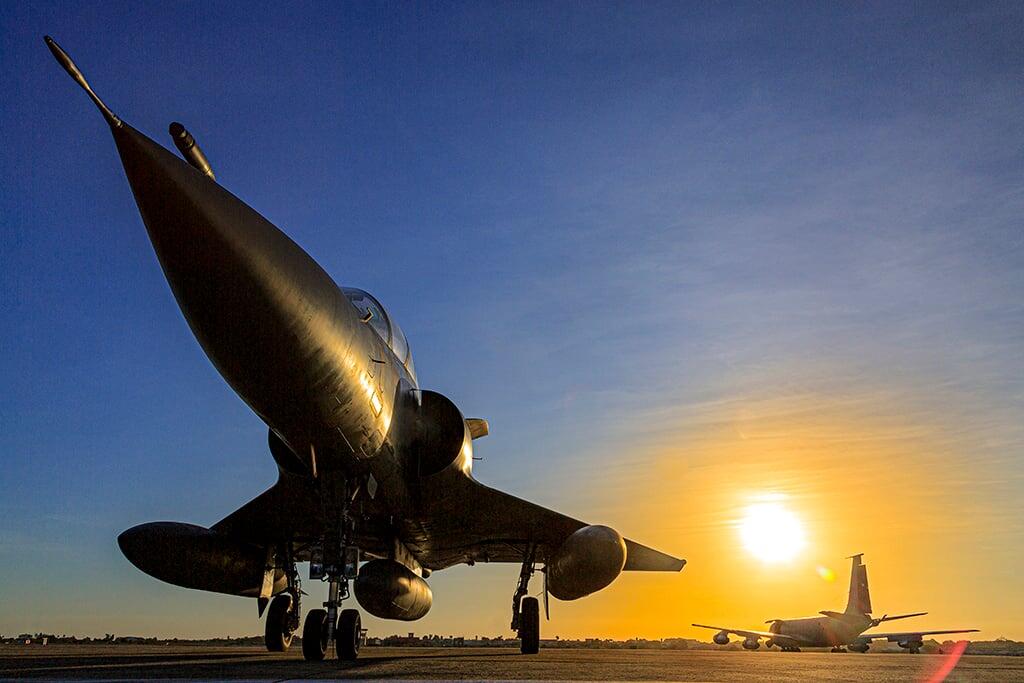 fighter at sunset