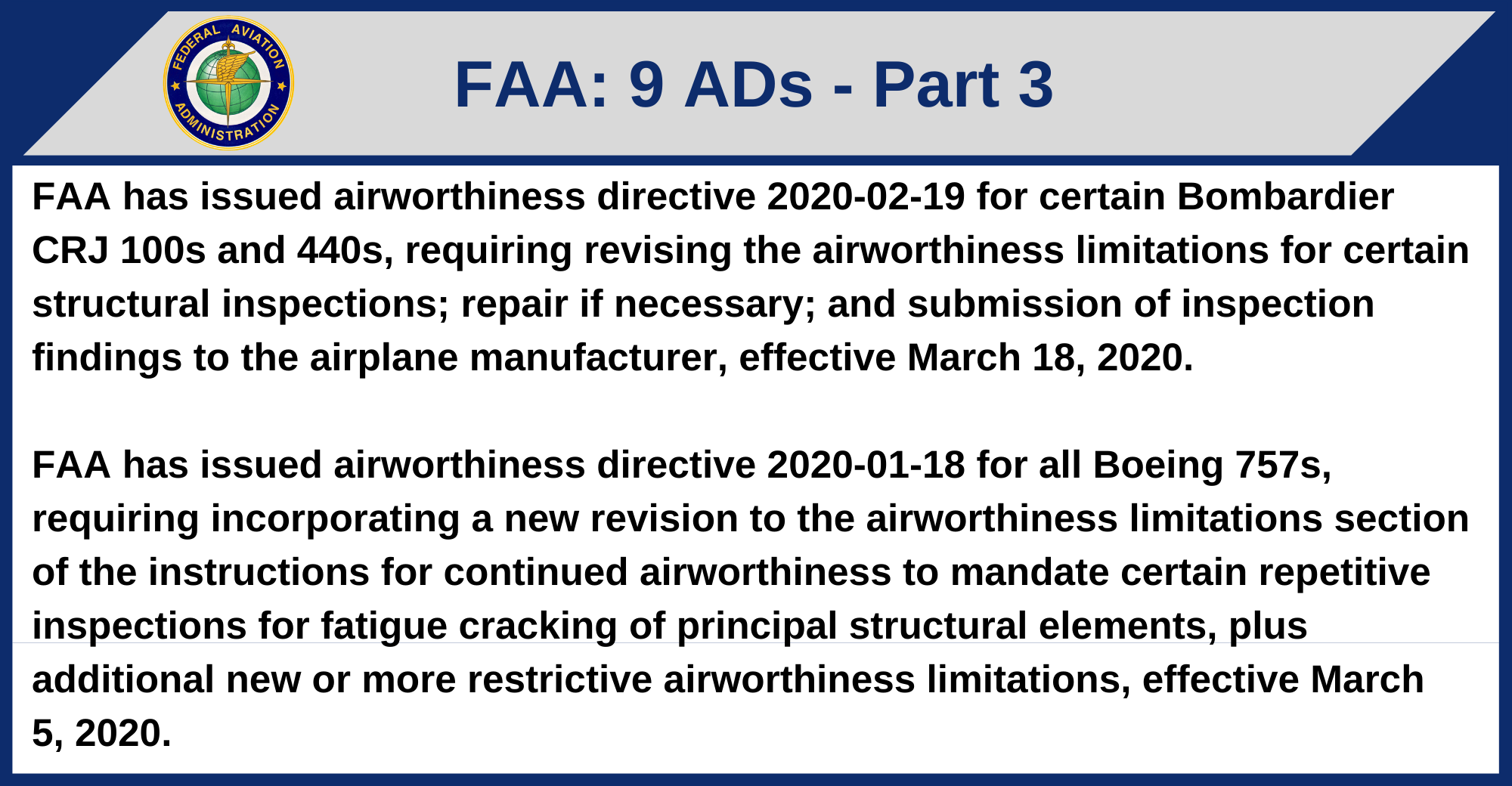 FAA - 9 ADs