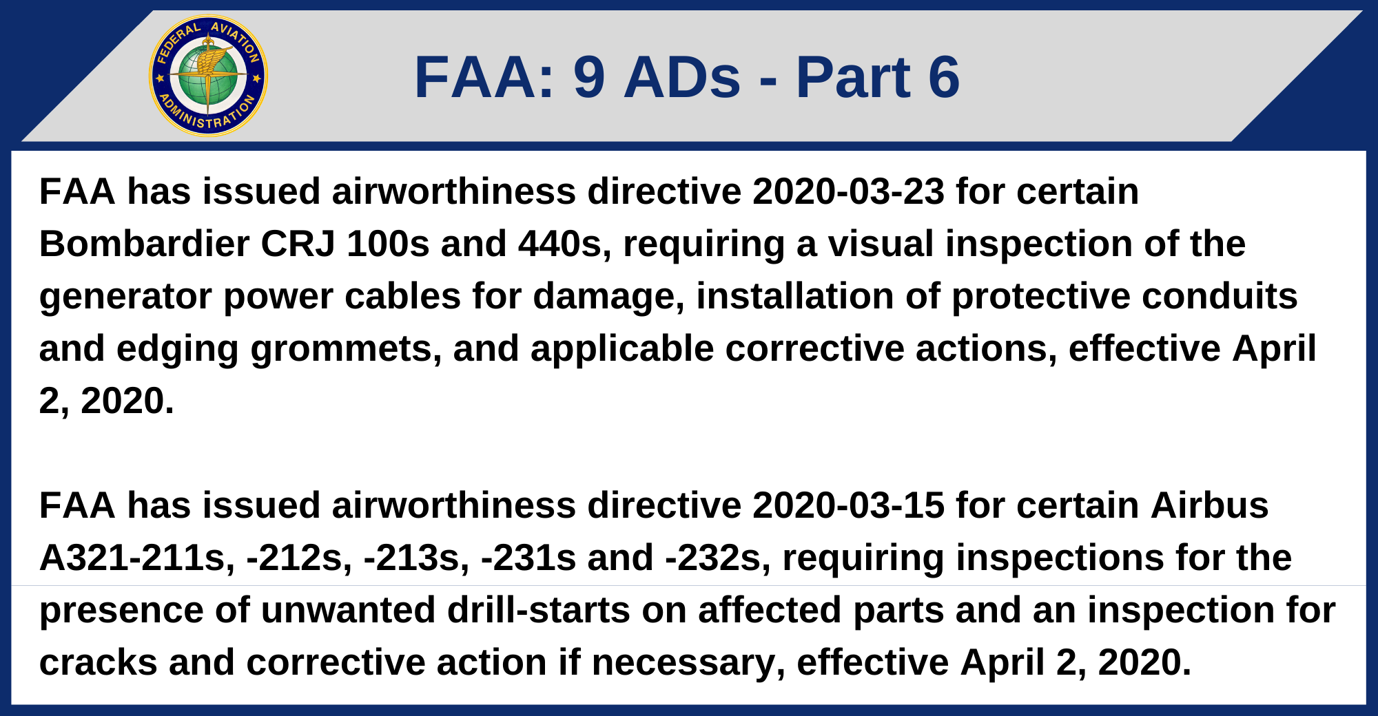 FAA - 9 ADs