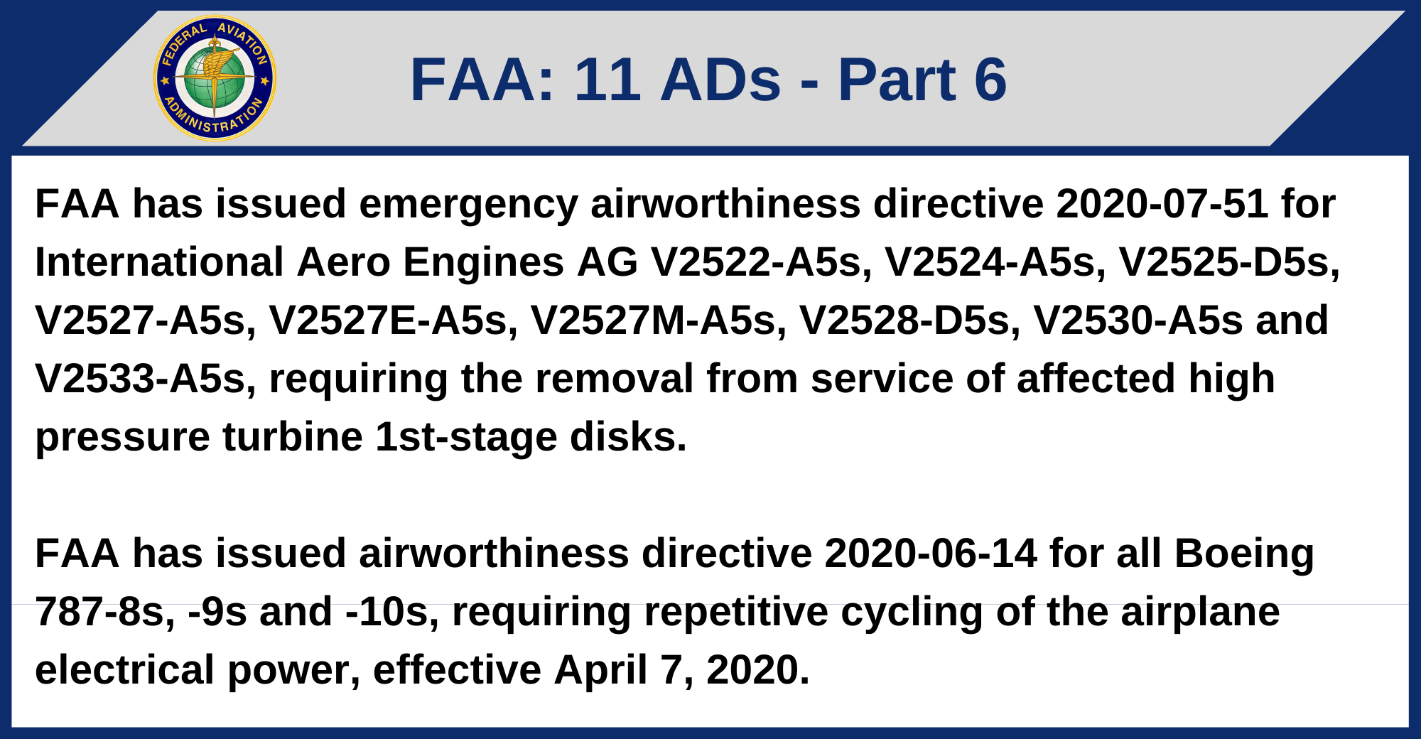 FAA - 11 ADs