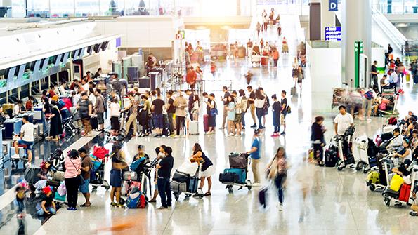 crowded airport terminal 