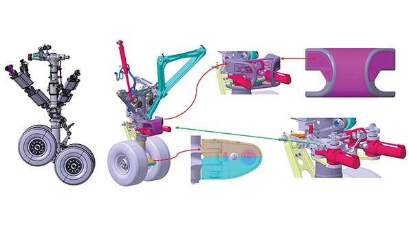 diagrams of landing gear and nose leg steering mechanism