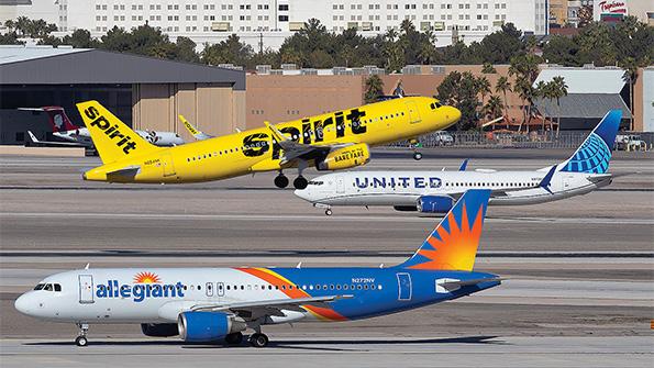 Allegiant and Spirit aircraft on tarmac