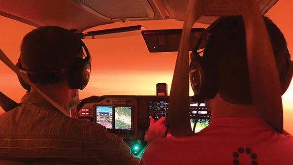 view of San Francisco fires from cockpit 