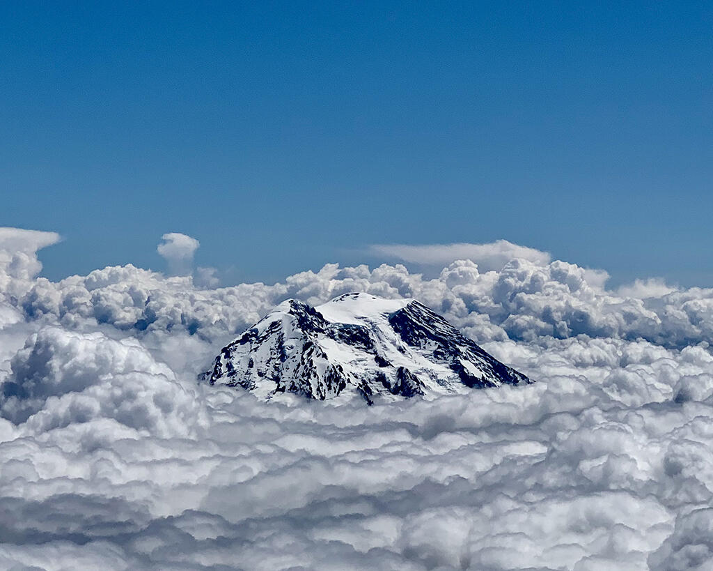 Flying near Mount Ranier