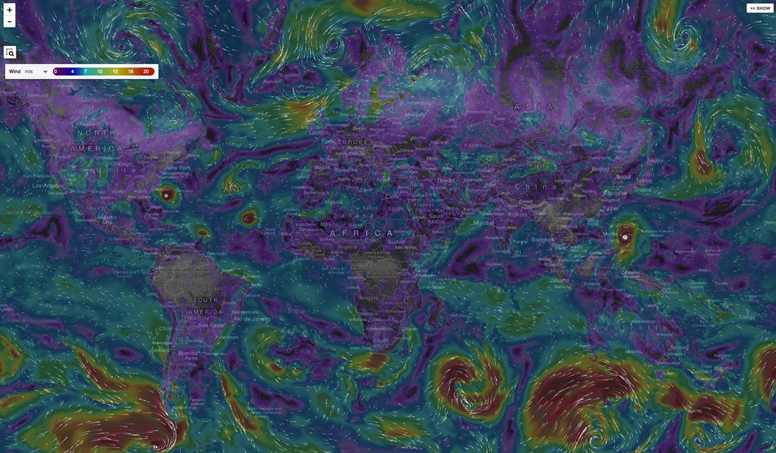 Visualization of Spire Global satellite-based radio occultation data. 