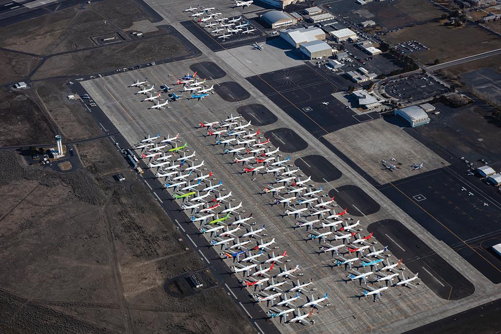 parked Boeing MAX 737 aircraft