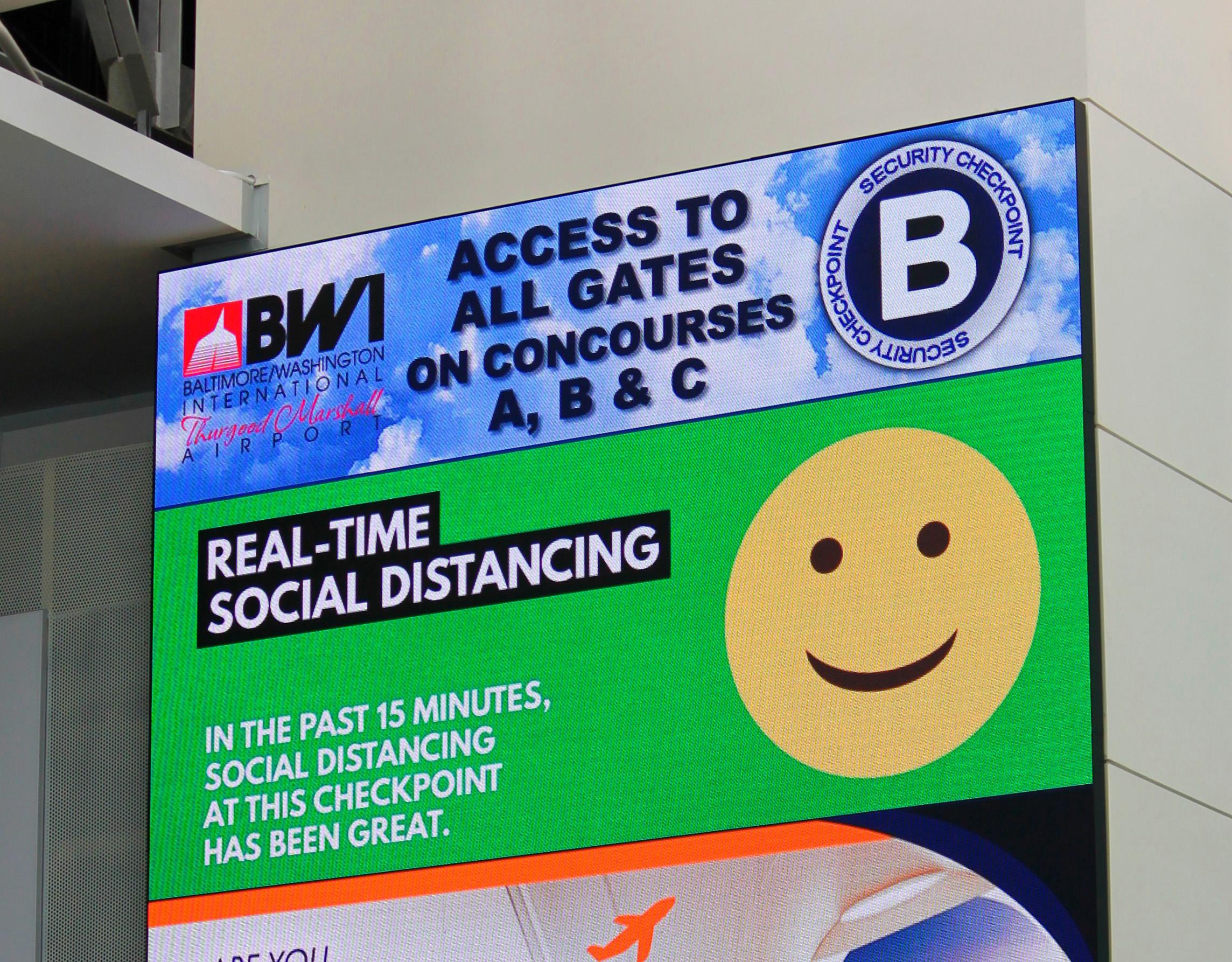 social distancing sign at BWI