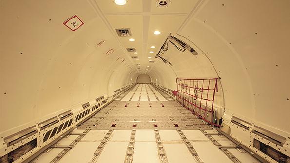 interior of an Airbus A321 freighter converted for SmartLynx Airlines