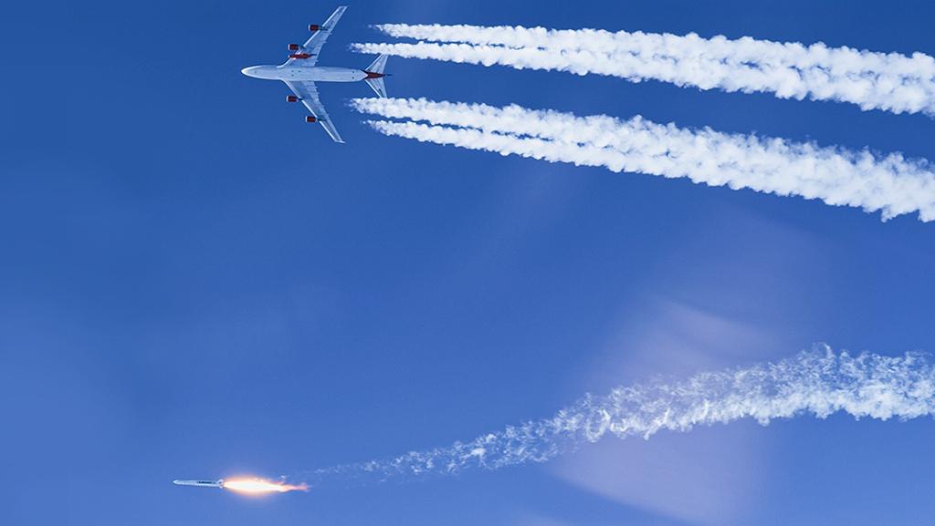 virgin orbit launcherone and cosmic girl carrier aircraft
