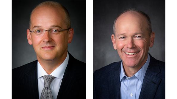 Boeing's Chief Financial Officer Greg Smith (left) and Boeing's CEO and President Dave Calhoun (right)