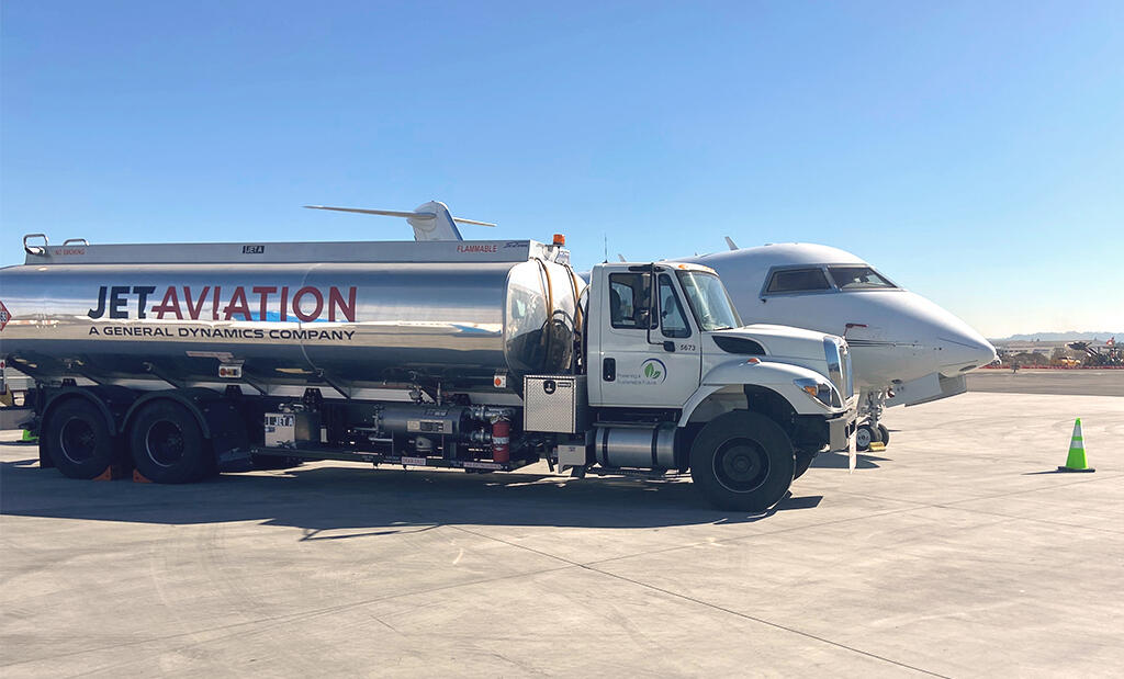 Jet Aviation fuel truck at California Van Nuys Airport