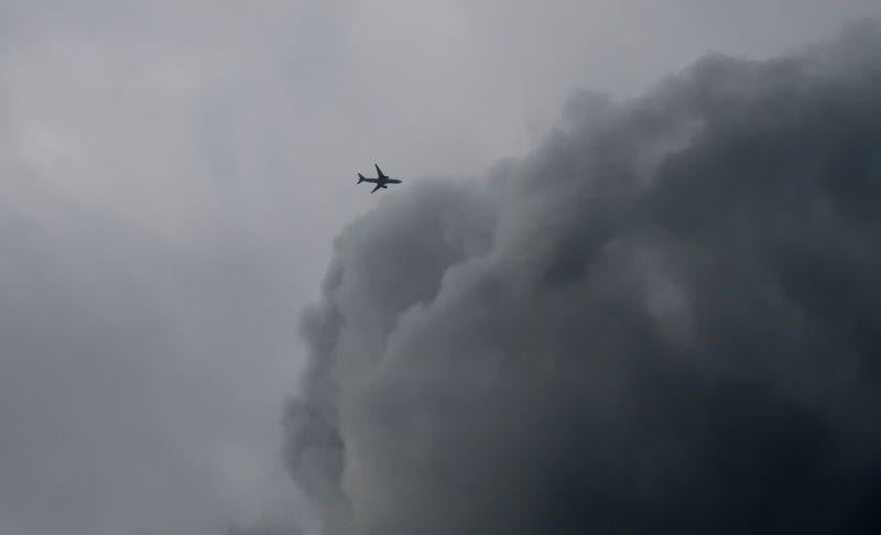 plane in clouds