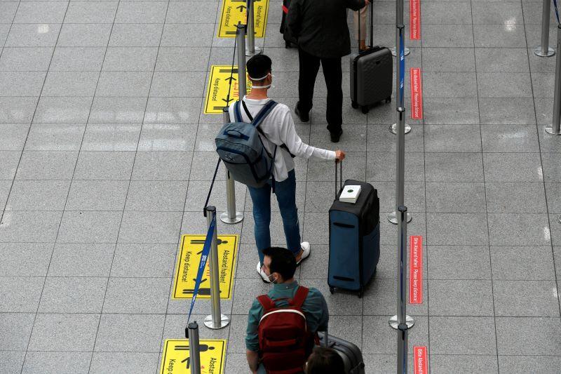 passengers at the airport in Duesseldorf