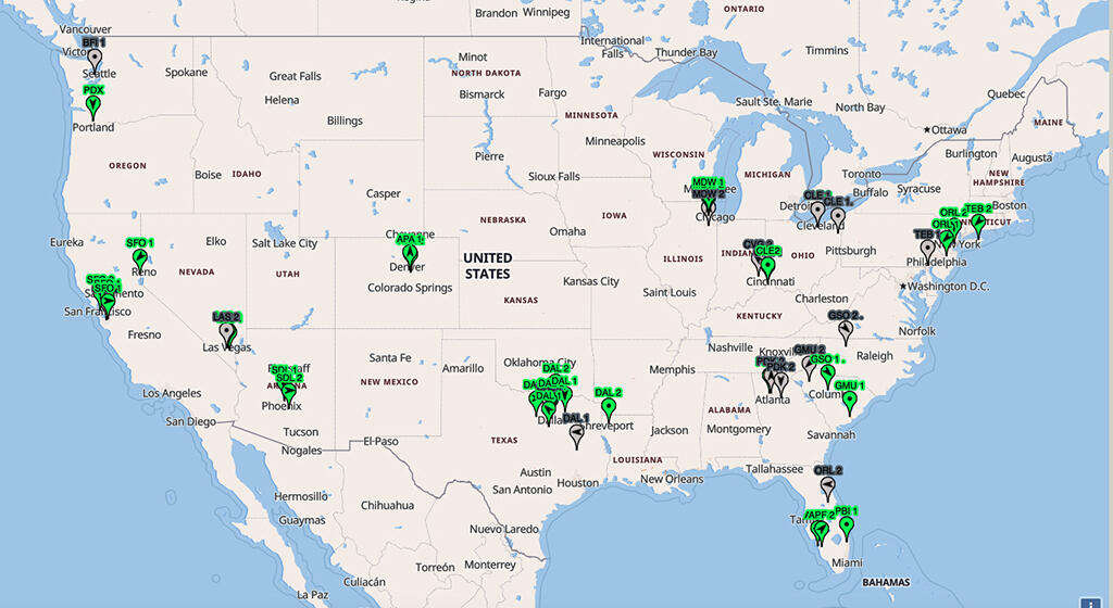 Constant Aviation AOG mobile response map