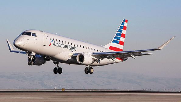 American Eagle E175 aircraft taking off