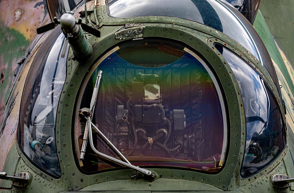 cockpit of a Russian-made Mil Mi-24 Hind gunship