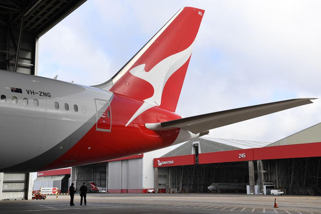 Qanta 787 leaving hangar
