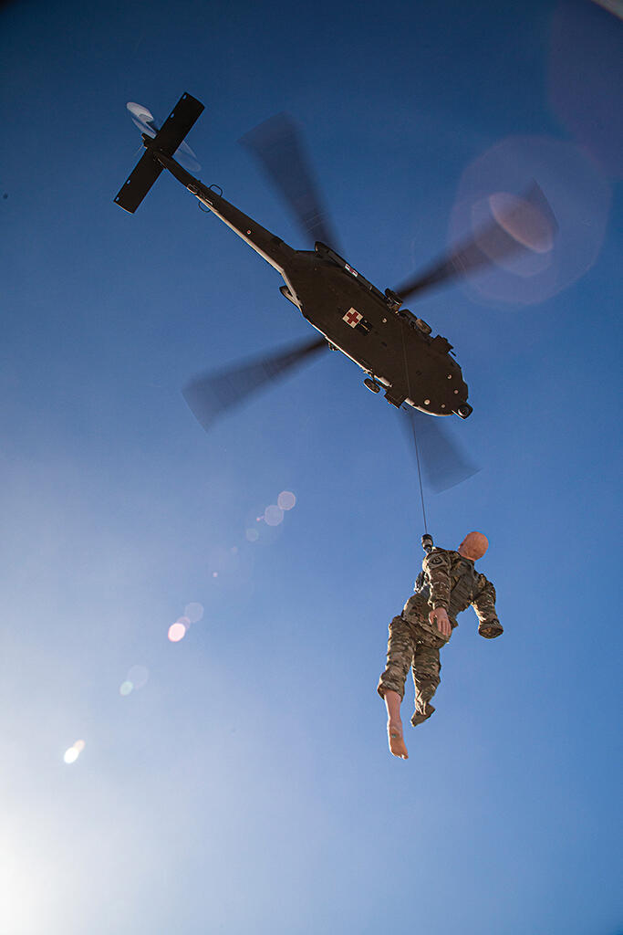 helicopter test of Load Stability System–Litter Attachment