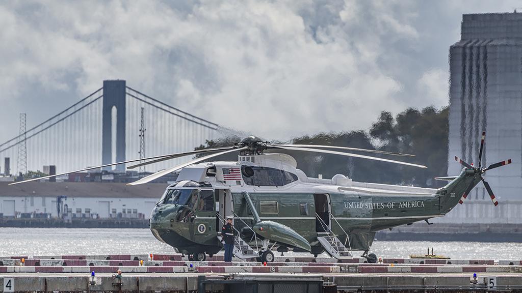 U.S. Marines guard Marine One in New York