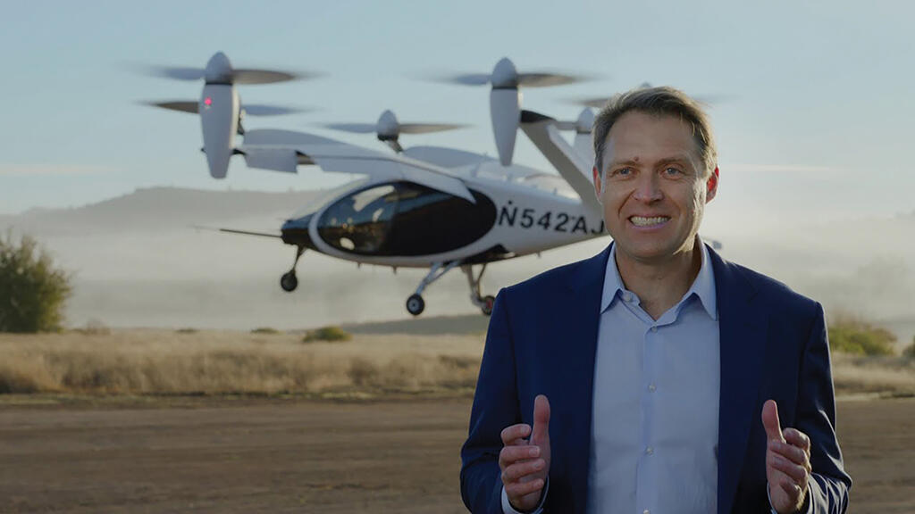 Joby Aviation CEO JoeBen Bevirt with Joby Aviation S4 eVTOL