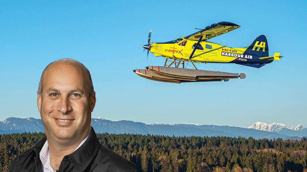 MagniX CEO Roei Ganzarski and electric-powered De Havilland Canada Beaver