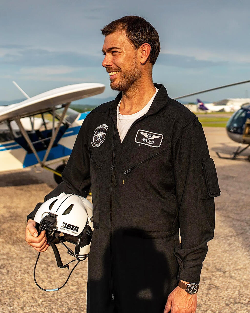 Beta Technologies CEO Kyle Clarke and Alia fixed-wing aircraft