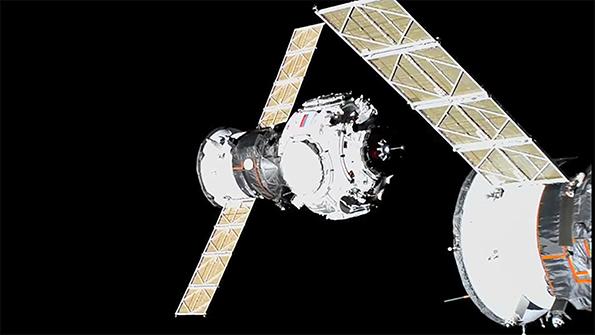 Russia’s Prichal module docking with the International Space Station