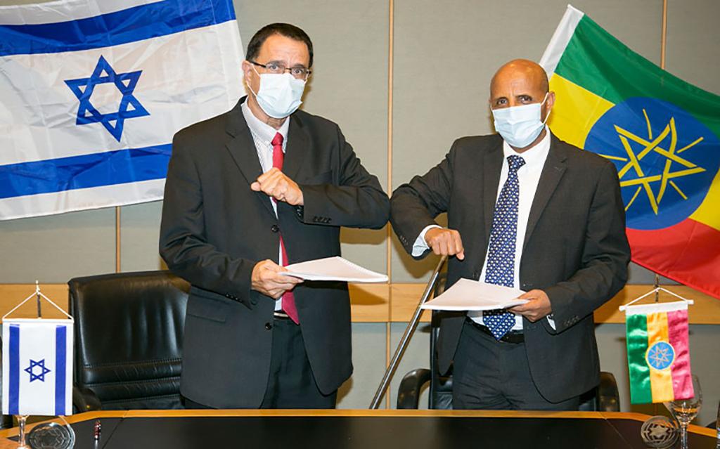 Executives and flags, Africa-Israel