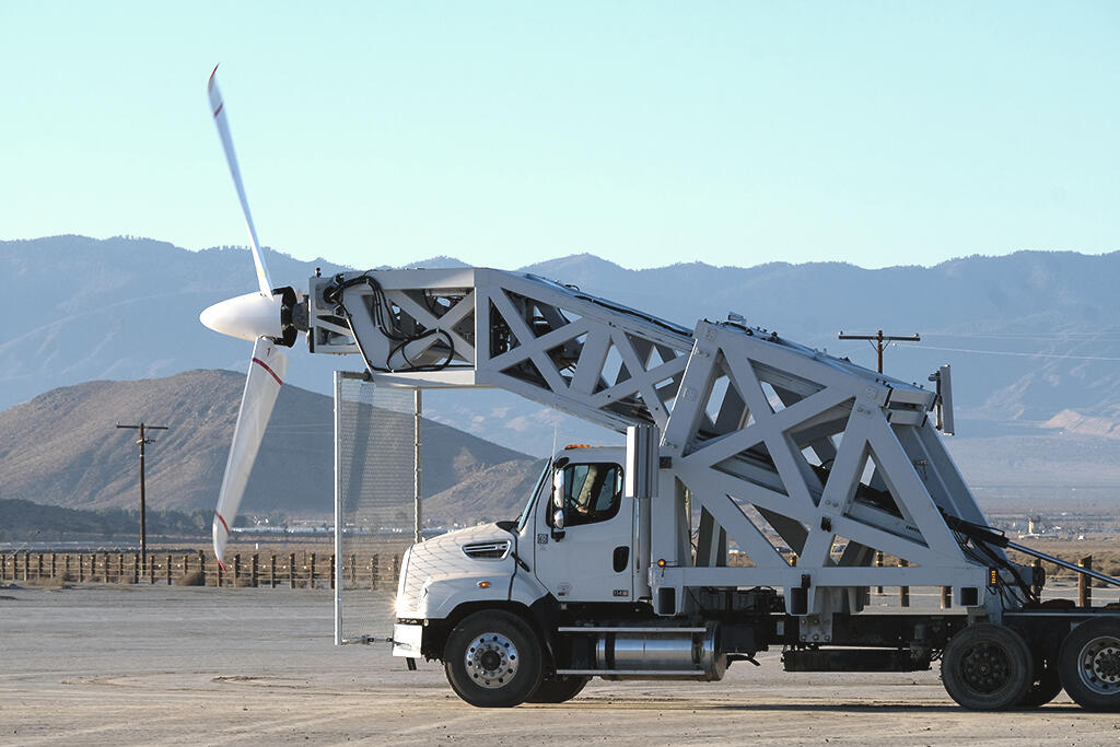 Overair tests Butterfly’s 20-ft. dia. propellers on a 50,000-lb. testbed truck
