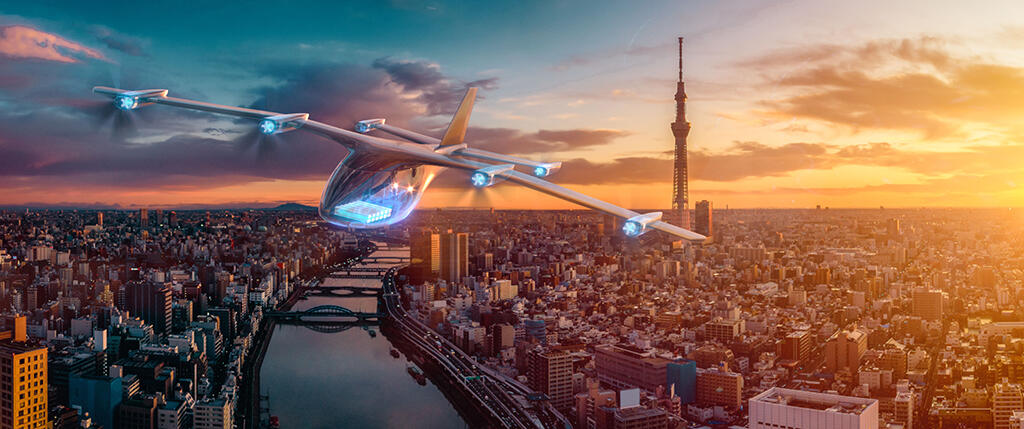 artist’s concept of Rolls-Royce eVTOL above Tokyo