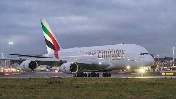 Emirates aircraft on runway
