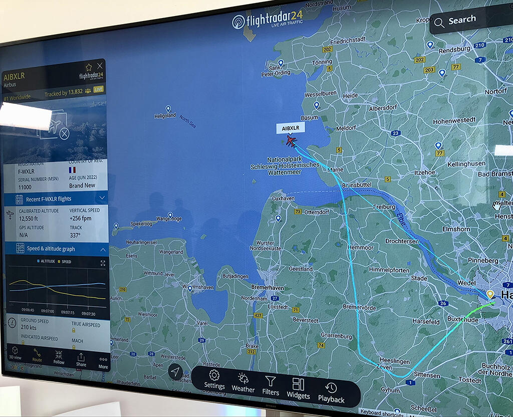 Airbus A321XLR test flight map