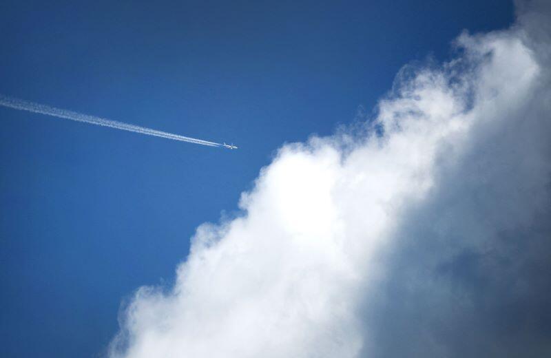 airplane in clouds