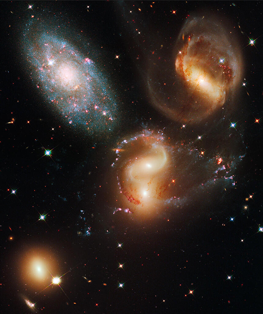 Stephan's Quintet imaged by the hubble space telescope