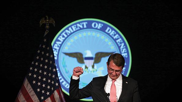 ash carter gesturing during speech