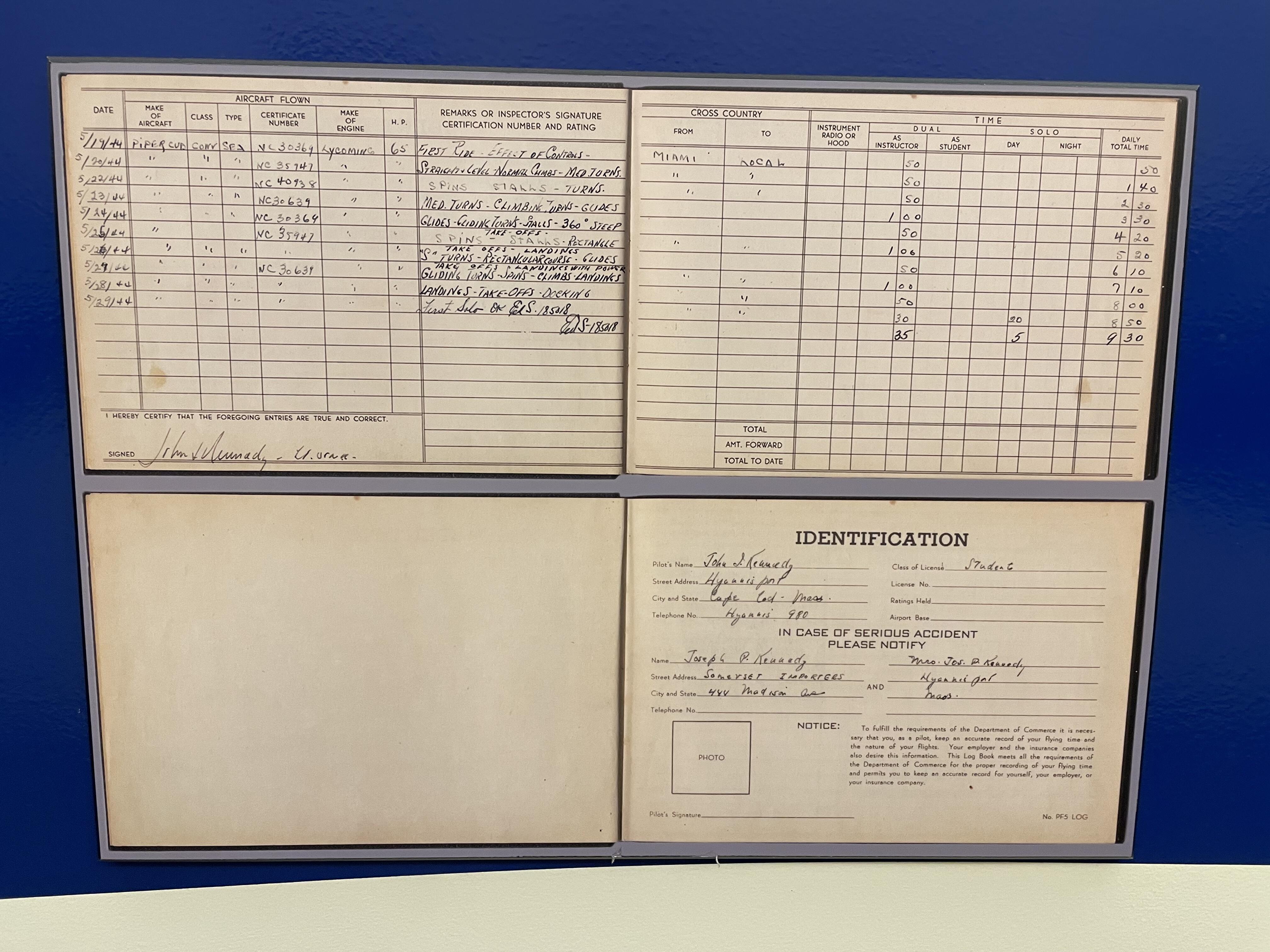 JFK's flight log