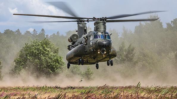 Boeing Chinook helicopter taking off