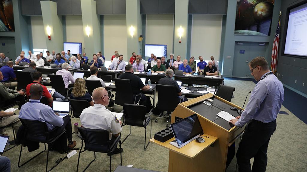 Artemis I pretest briefing at Kennedy Space Center