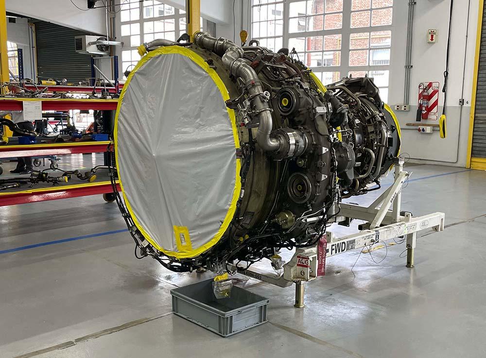 CF34 engine in shop