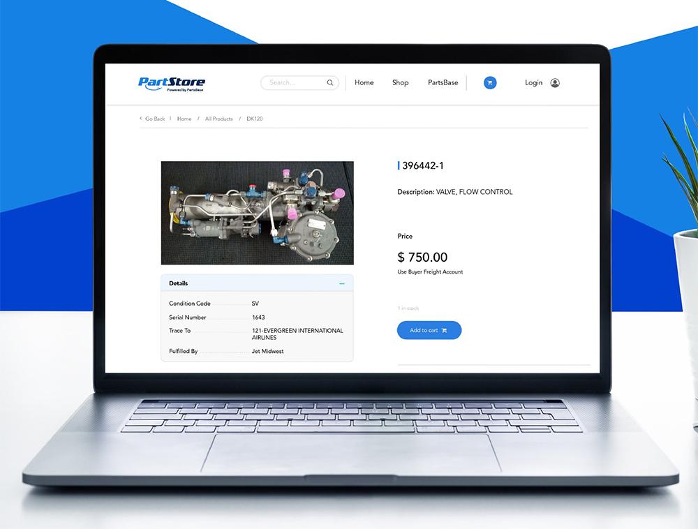 Computer screen showing PartStore