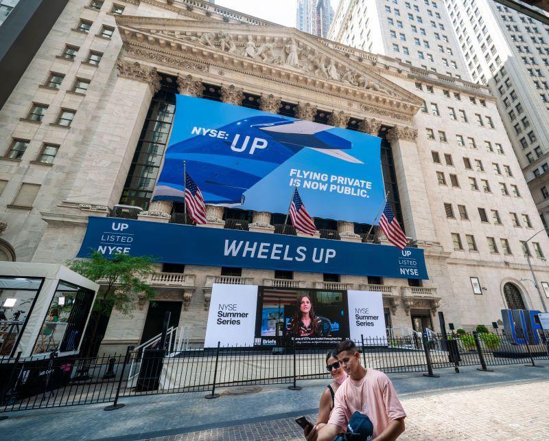 Wheels Up signage at the NYSE