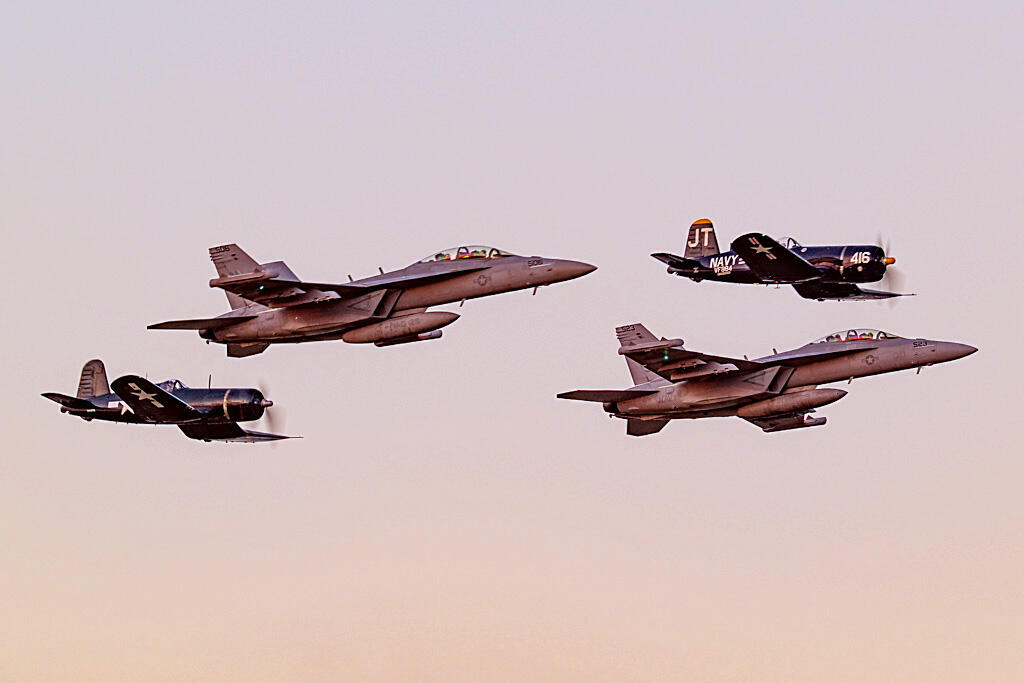 EA-18 Growlers and F4U Corsairs