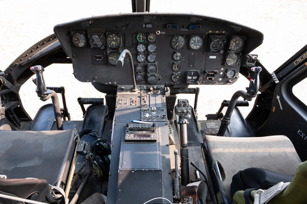 Huey helicopter cockpit