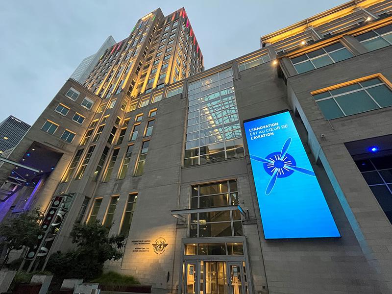 ICAO building with innovation sign