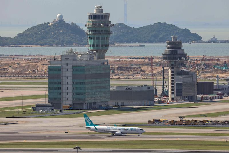 greater bay airlines jet at Hong Kong airport