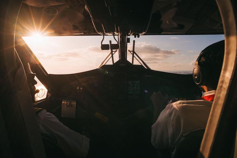 Sun shines into the cockpit