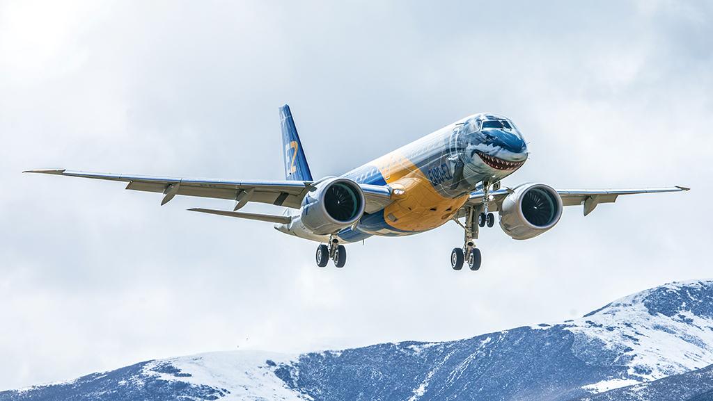 Embraer E190-E2 aircraft in flight