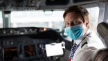 Southwest Airlines pilot with mask