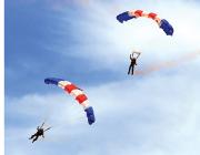 two parachuters in air